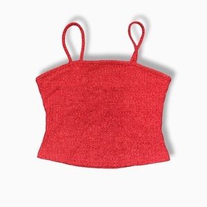 Free People Ribbed Straight Neck Cami Crop Top